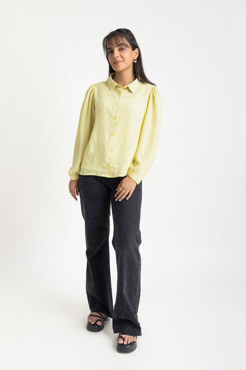 Dotted Yellow Georgette Top
